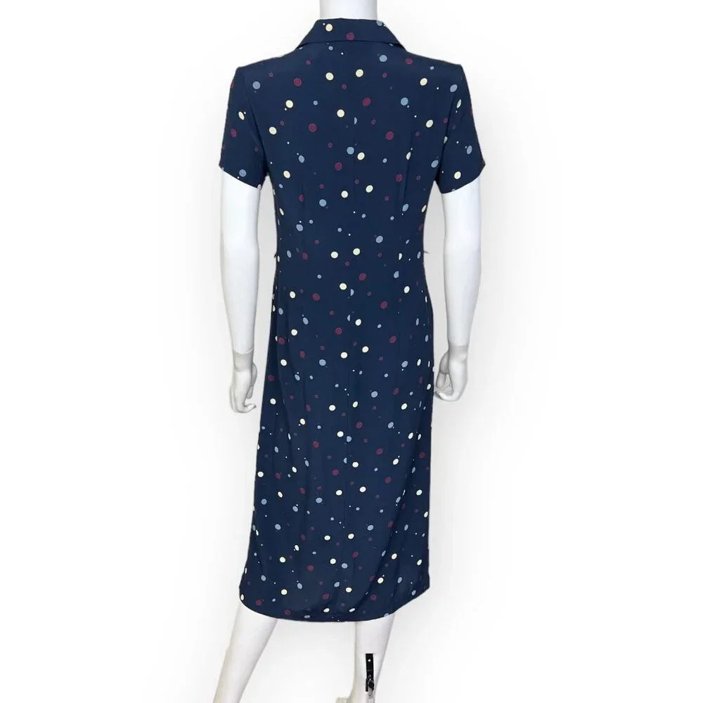 Eddie Bauer Dot Print Midi Shirt Dress - sz Small Petite